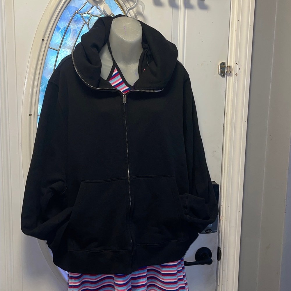 Det Blev Sent Black Zip-Up Hoodie